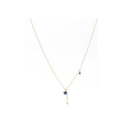 Collier Zag Céline en acier doré et oxyde de zirconium