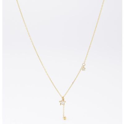 Collier Zag en acier doré et oxyde de zirconium