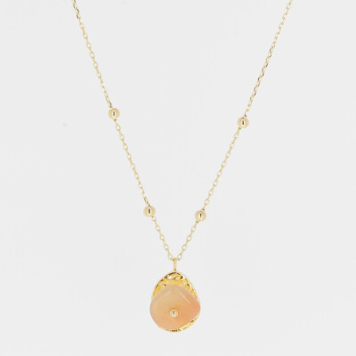 Collier ZAG en acier doré et pierre de soleil