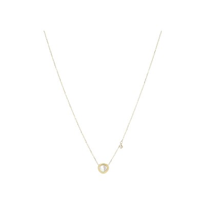 Collier Zag Gemme en acier doré, oxyde de zirconium et nacre