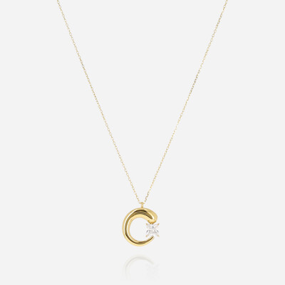 Collier ZAG en acier doré et oxydes de zirconium