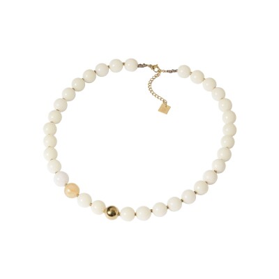 Collier Zag Silas en acier doré et pierres naturelles