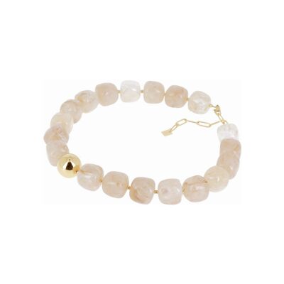 Collier Zag Oedipe en acier doré et résine, Blanc