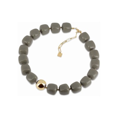 Collier Zag Laïos en acier doré et résine, Gris