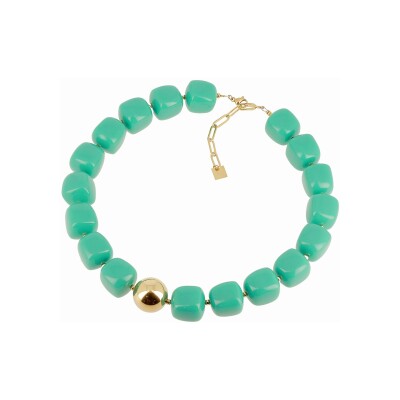 Collier Zag Laïos en acier doré et résine, Bleu