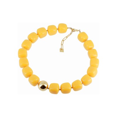 Collier Zag Laïos en acier doré et résine, Jaune