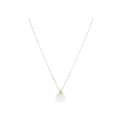 Collier Zag Djima en acier doré, oxyde de zirconium et perle de culture