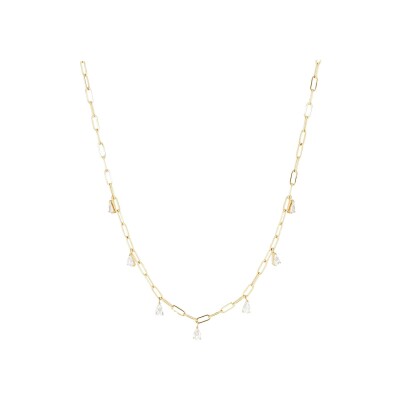 Collier Zag Devaron en acier doré et oxyde de zirconium