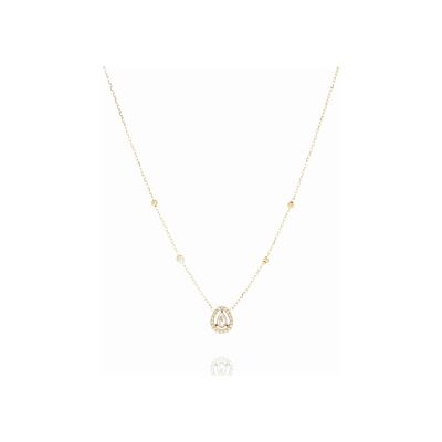 Collier Zag Dalna en acier doré et oxyde de zirconium