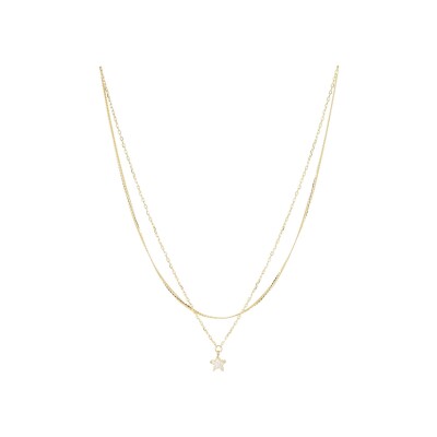 Collier Zag Alee en acier doré et oxyde de zirconium