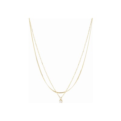 Collier Zag Thaumas en acier doré et oxyde de zirconium