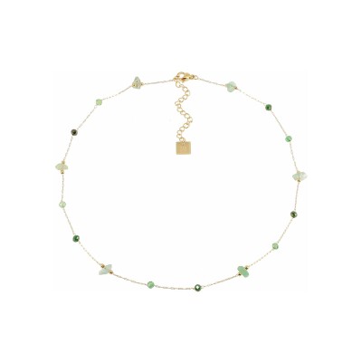 Collier Zag Hebe en acier doré, Vert