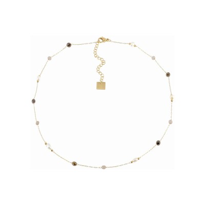Collier Zag Hebe en acier doré, Blanc