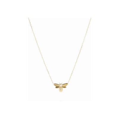 Collier Zag Abeja en acier doré et oxyde de zirconium