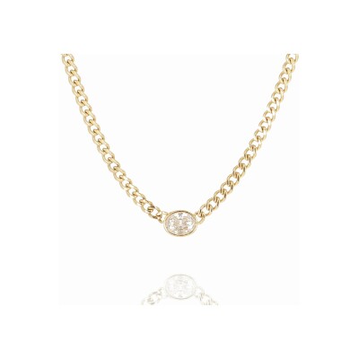 Collier Zag Grazia en acier doré et oxyde de zirconium