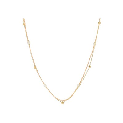 Collier Zag Opiter en acier doré, textile et nacre