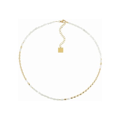 Collier Zag Poeiti en acier doré et nacre