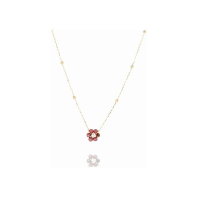 Collier Zag Petalo en acier doré et oxyde de zirconium