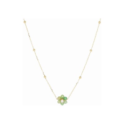 Collier Zag Petalo en acier doré et oxyde de zirconium