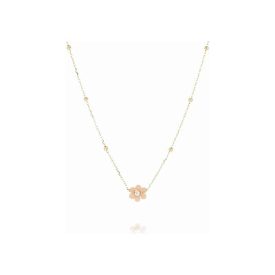 Collier Zag Petalo en acier doré et oxyde de zirconium