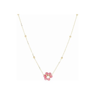 Collier Zag Petalo en acier doré et oxyde de zirconium