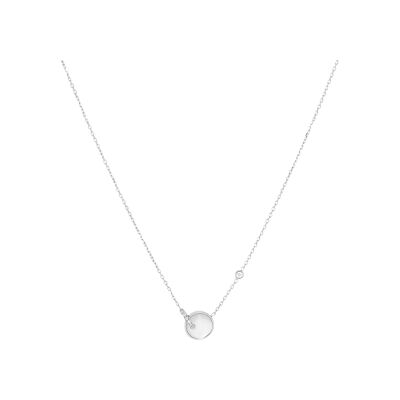 Collier Zag Ysolde  en acier, nacre et oxyde de zirconium