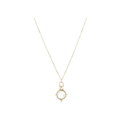 Collier Zag Nima  en acier doré et nacre