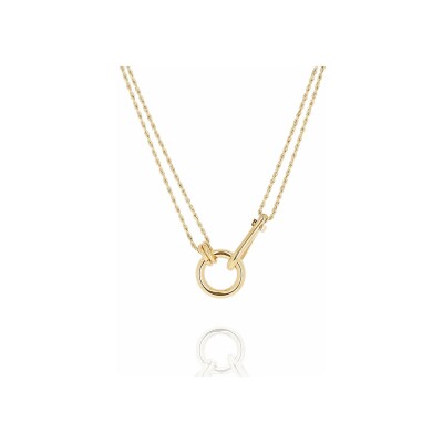 Collier Zag Veyra en acier doré et oxyde de zirconium