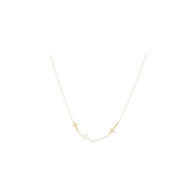 Collier Zag en acier doré et oxydes de zirconium