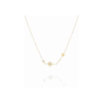 Collier Zag Dresden en acier doré et oxyde de zirconium