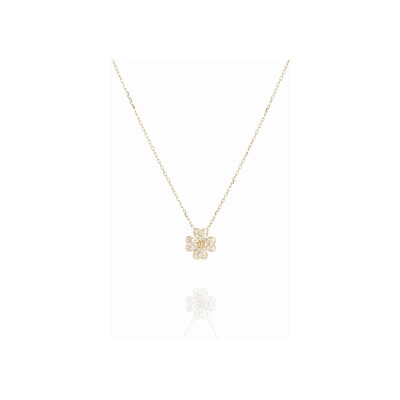 Collier Zag Kikai en acier doré et oxyde de zirconium