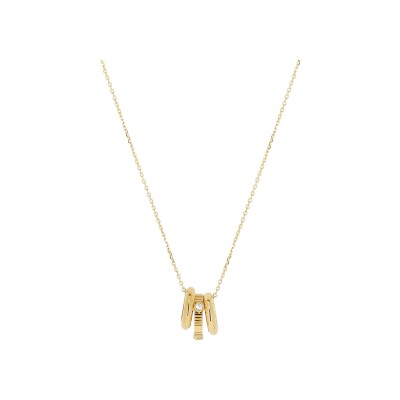 Collier Zag Slalom  en acier doré et oxyde de zirconium