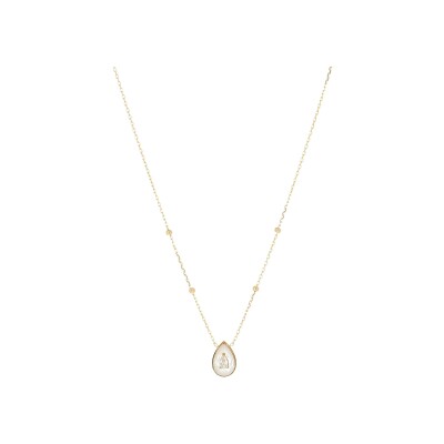 Collier Zag Boson  en acier doré et nacre