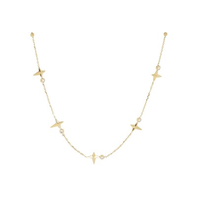 Collier Zag Tandalo  en acier doré et oxyde de zirconium