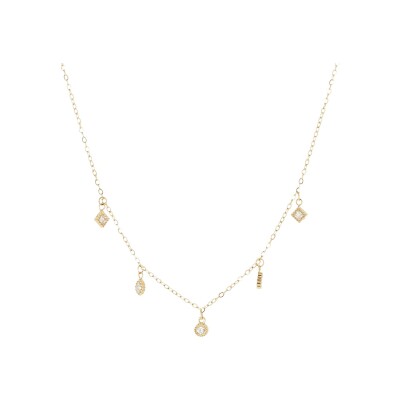 Collier Zag Rilievo en acier doré et oxyde de zirconium