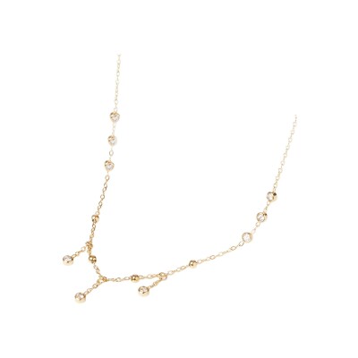 Collier Zag Raddusa  en acier doré et oxyde de zirconium