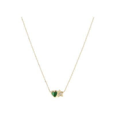 Collier Zag Sassari  en acier doré et oxyde de zirconium