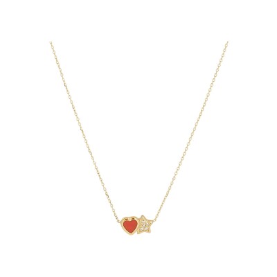 Collier Zag Sassari  en acier doré et oxyde de zirconium