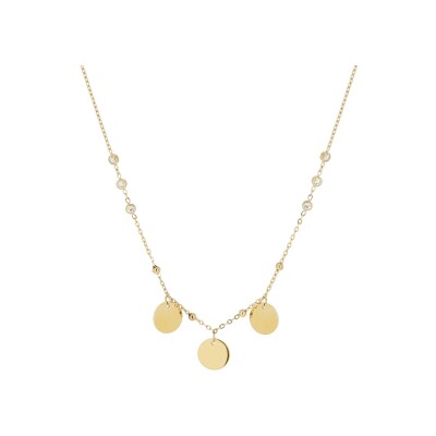 Collier Zag Tergu  en acier doré et oxyde de zirconium