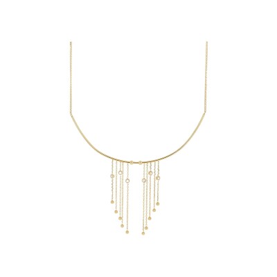 Collier Zag Gallico  en acier doré et oxyde de zirconium
