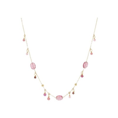 Collier Zag Barega  en acier doré et perle d'imitation