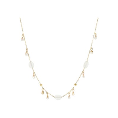 Collier Zag Barega  en acier doré et perle d'imitation
