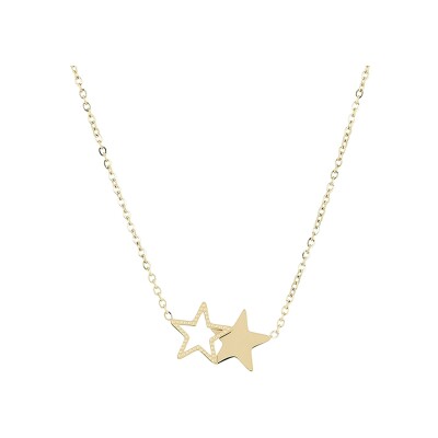 Collier Zag Double star en acier doré