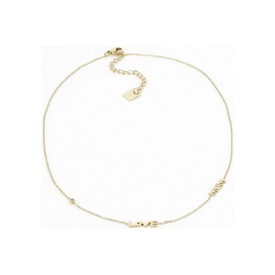 Collier Zag Love Mum en acier doré et oxyde de zirconium