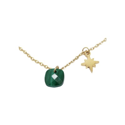 Collier Zag Manuréva en acier doré et malachite