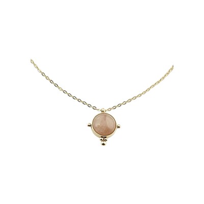 Collier Zag Salomé en acier doré et pierre de soleil