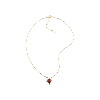 Collier Zag Salomé en acier doré et cornaline