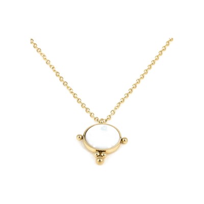 Collier Zag Salomé en acier doré et nacre