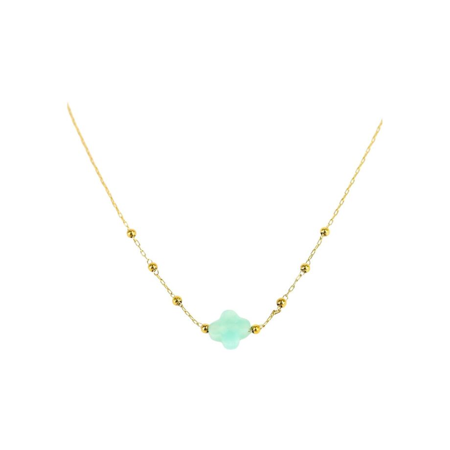 Collier ZAG Velasquez en acier doré et amazonite