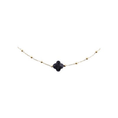 Collier ZAG Velasquez en acier doré et onyx